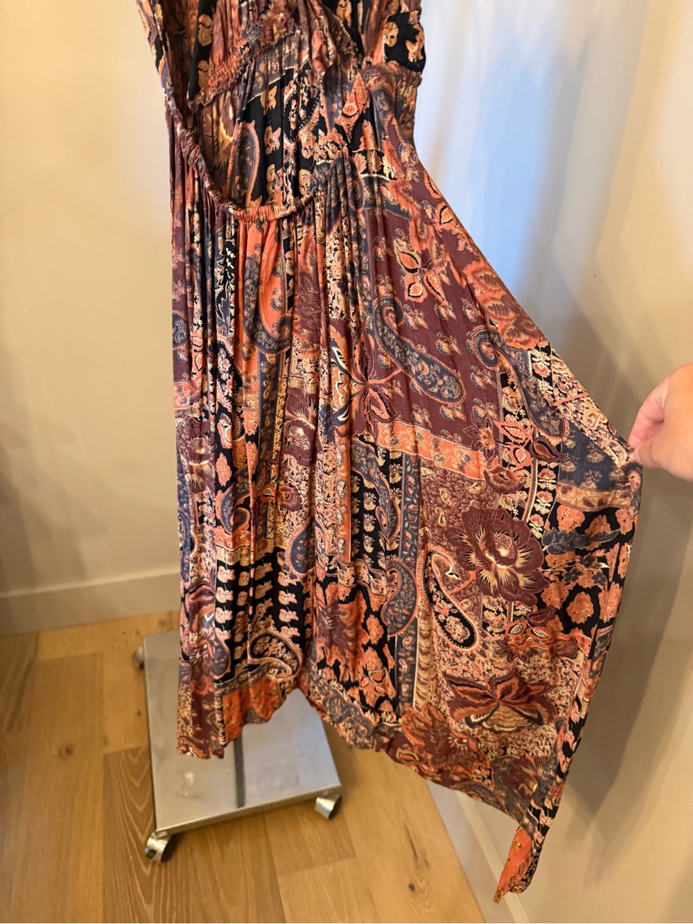 Angie Brown Paisley V-Neck Maxi Dress - Picture 3 of 5